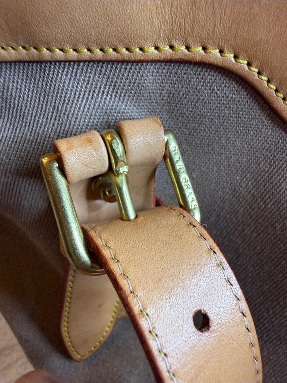 Vintage Dooney & Bourke USA Canvas Bucket Tote British Tan Leather Duck Tag